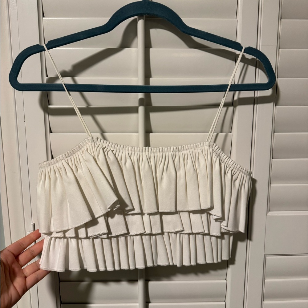 Zara White Layered Crop Top